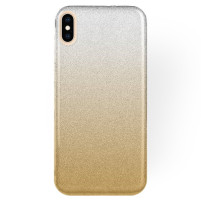 Луксозен силиконов гръб ТПУ с брокат за Apple iPhone X / Apple iPhone XS преливащ сребристо към златно